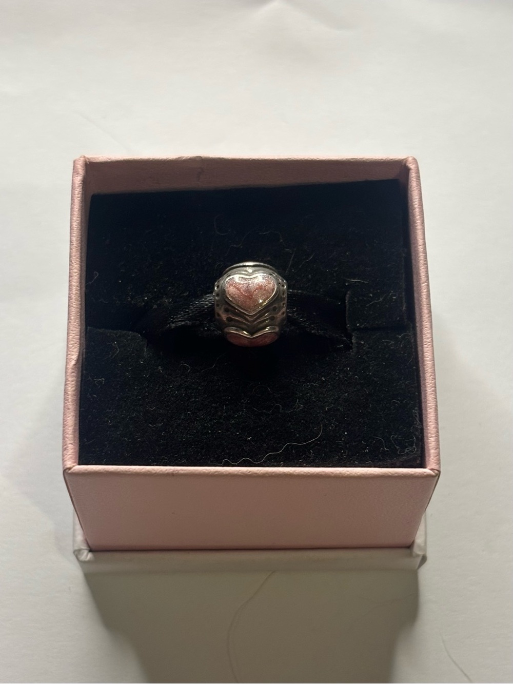 Authentic Retired Pandora Silver Shimmering Pink Enamel Hearts Charm 790591EN28
